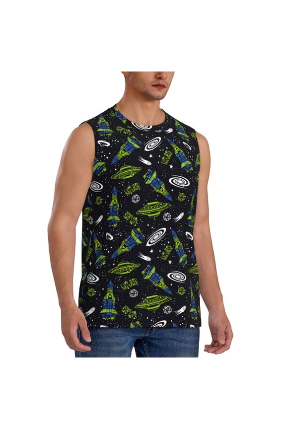 Space Rockets mens Cotton Tank Undershirts , Moisture-wicking Ribbed Tanks, Lightweight Cotton Tank Undershirts-