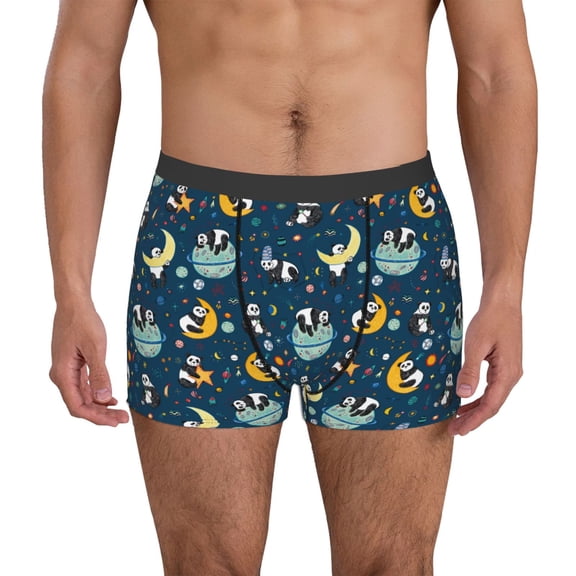Picia Space Sleeping Panda Pattern Men’s Boxer Briefs – Soft & Breathable Underwear, Stretchy & Comfortable Fit, Supportive Pouch Design, Moisture-Wicking-XX-Large