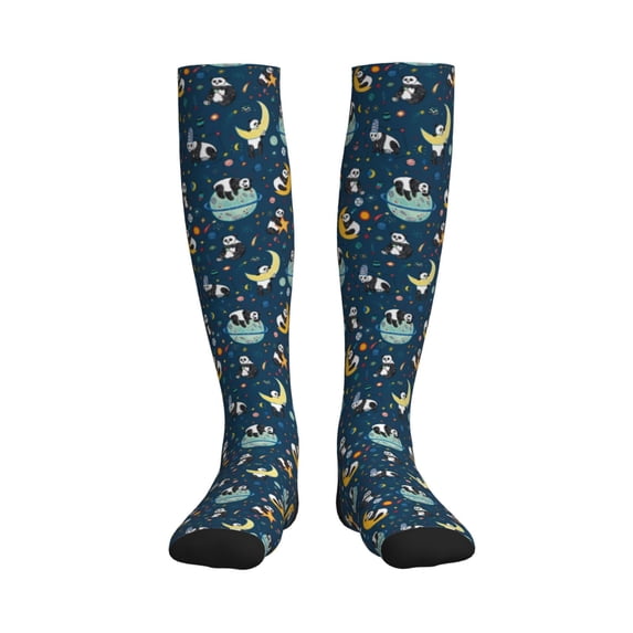 Picia Space Sleeping Panda Printed Sports Compression Socks - 15-20mmHg Graduated Compression, High-Performance Soft and Breathable Socks for Men and Women