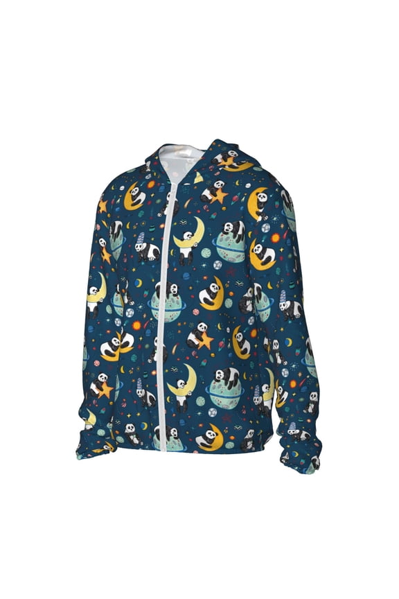 Space Sleeping Panda Women's Men's UPF 50+ Sun Protection Hoodie Shirt Long Sleeve SPF Fishing Outdoor UV Hiking Lightweight Shirts-3X-Large