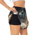 thumbnail image 1 of Picia Space White Horse Pattern Women's 2 in 1 Athletic Running Shorts High Waisted Workout Casual Gym Sweat Shorts with Comfy Liner Zipper Pockets-XX-Large, 1 of 9