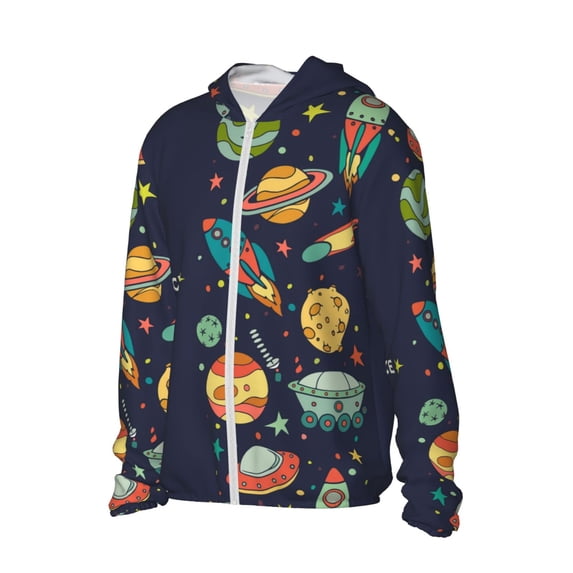 Picia Space Women's Men's UPF 50+ Sun Protection Hoodie Shirt Long Sleeve SPF Fishing Outdoor UV Hiking Lightweight Shirts-Medium
