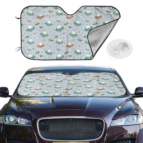 Picia Spaceship Curved Windshield Sunshade Accordion Folding Style Auto Shade for Car Truck SUV Van Blocks UV Ray Sun Visor Protector -