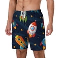 thumbnail image 1 of Picia Spaceships and Stars pattern Mens Swim Trunks with Compression Liner Stretch Beach Shorts Quick Dry with Zipper Pockets No-Chafing Board Shorts-Small, 1 of 9