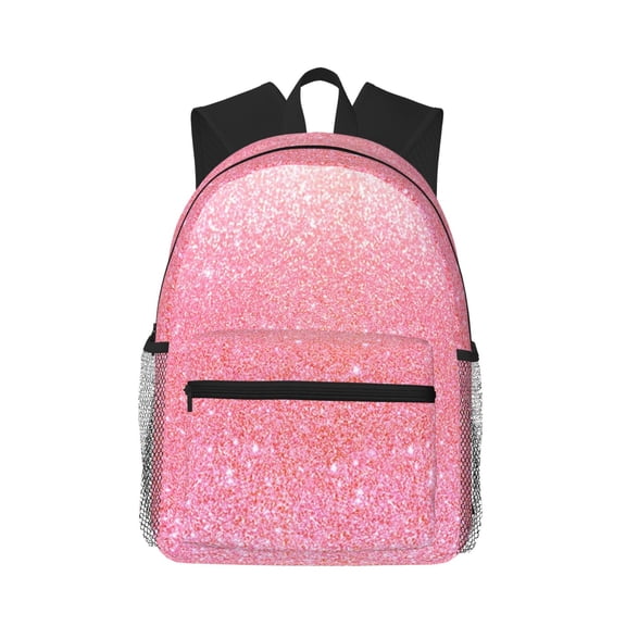 Picia Sparkly Pink Glitter Large Capacity Backpack Classic Style Backpack Casual Backpack Water-Resistant School Work Travel Outdoor Backpack