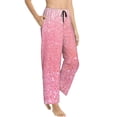 thumbnail image 1 of Picia Sparkly Pink Glitter Womens Soft Woven Cotton Elastic Waistband Sleep Pajama Pant Lounge Sleep Pant With Pockets And Drawstring-Small, 1 of 9