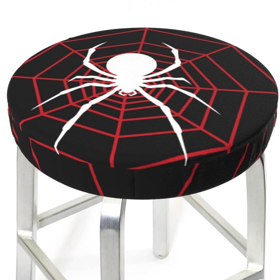 Picia Spider On The Web pattern Round Stool Covers Comfy Seat Covers Stretch Removable WashableChair Slipcover Round Bar Chair Cushion Cover-14 inch