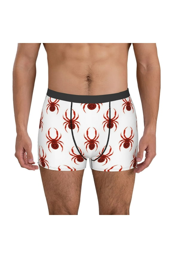 Spiders Insects Pattern Men’s Boxer Briefs – Soft & Breathable Underwear, Stretchy & Comfortable Fit, Supportive Pouch Design, Moisture-Wicking-Large