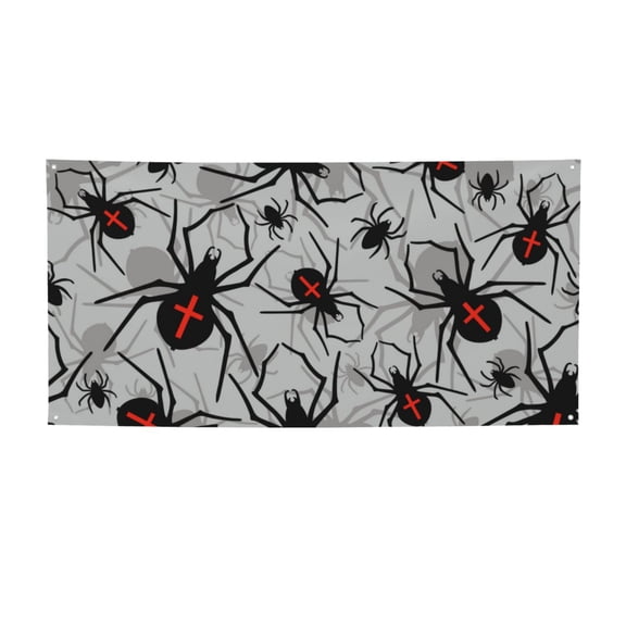Picia Spiders Pattern Party Banner, Festive Decoration, Holiday Banner, Celebration Decor, Event Banner, Reusable Party Banner-Medium