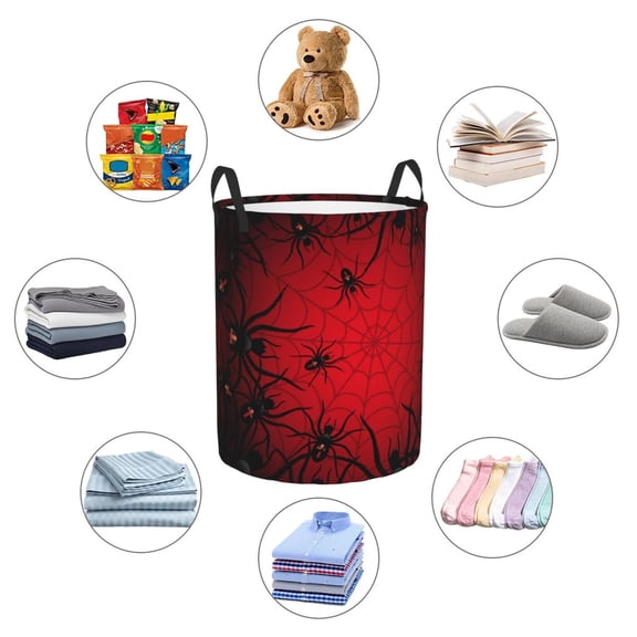 Picia Spiders On The Web And Space Large Laundry Basket, Waterproof, Freestanding Laundry Hamper, Collapsible Tall Clothes Hamper with Extended Handles-Medium