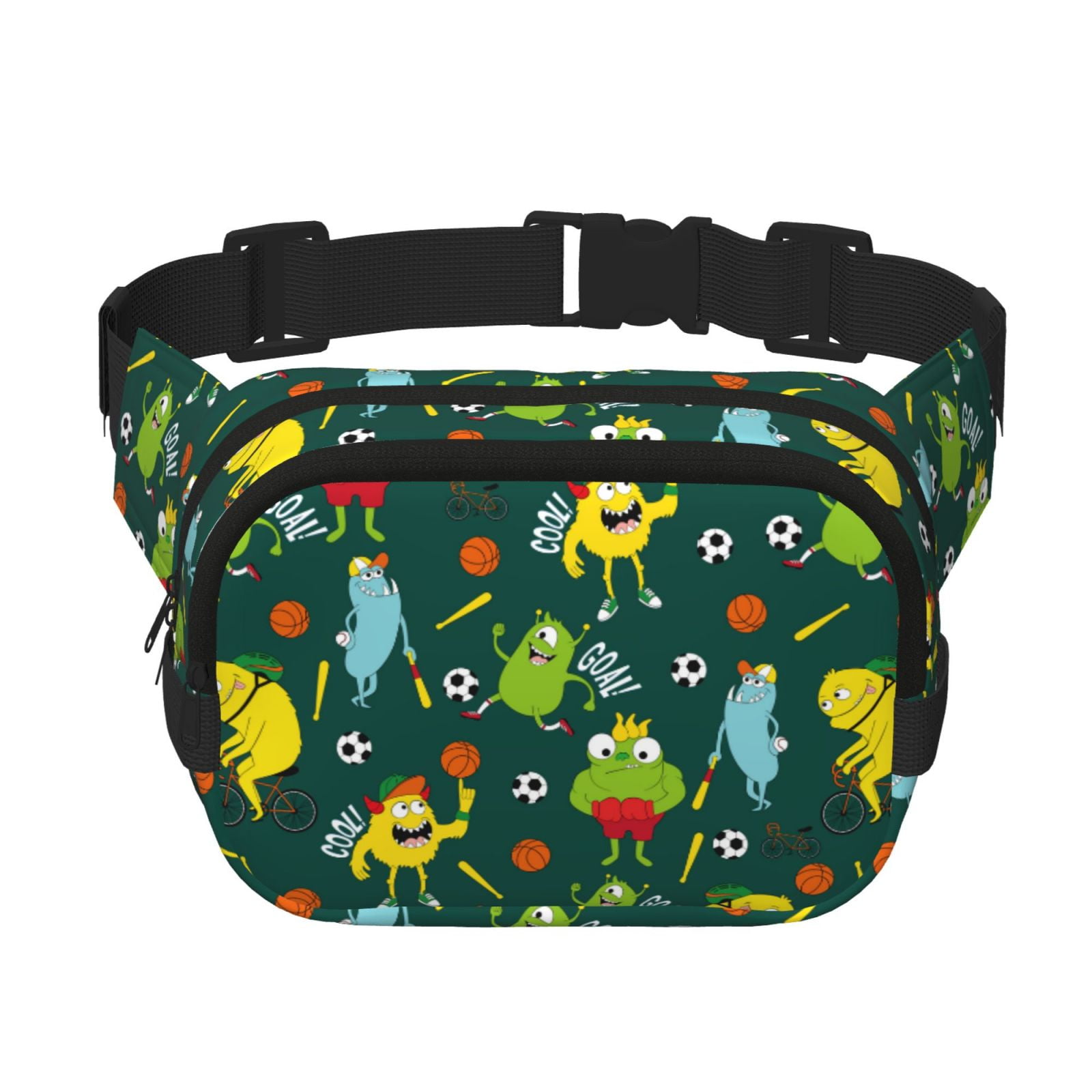 Picia Sport Monster Print Square Double-Layer Waist Bag Mini Adjustable Waist Belt Bag Exercise Running Travel Hiking