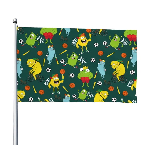 Picia Sport Monster Printed Flag ,Sport Monster Pattern Garden Flag Vertical Double,Yard Lawn Outdoor Decor 48x72"