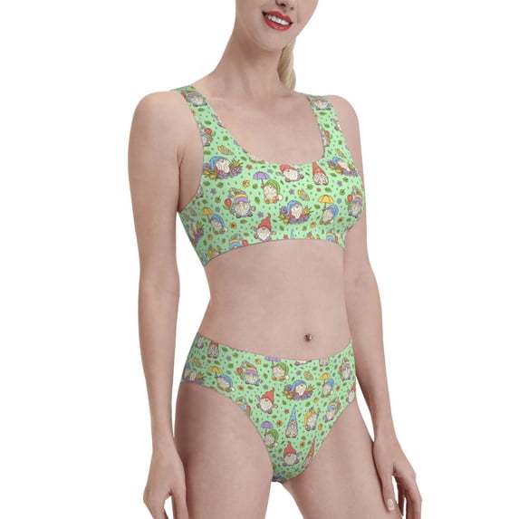 Picia Spring Gnomes Women's High Waisted Bikini Scoop Neck Swimsuit Two Pieces Bathing Suit-Medium