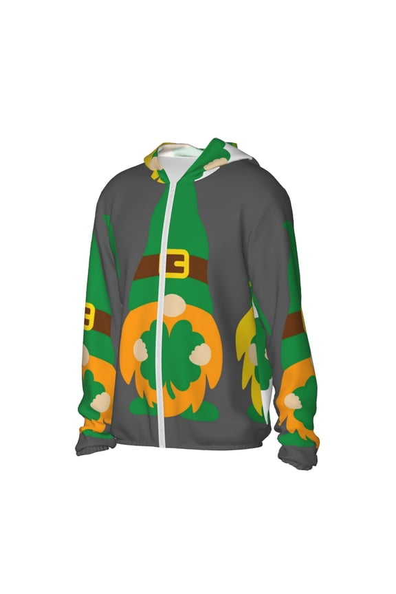 Spring St Patrick’S Day Irish Gnomes Women's Men's UPF 50+ Sun Protection Hoodie Shirt Long Sleeve SPF Fishing Outdoor UV Hiking Lightweight Shirts-Medium
