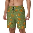 thumbnail image 1 of Picia Squirrel And Nuts pattern Mens Swim Trunks with Compression Liner Stretch Beach Shorts Quick Dry with Zipper Pockets No-Chafing Board Shorts-, 1 of 9