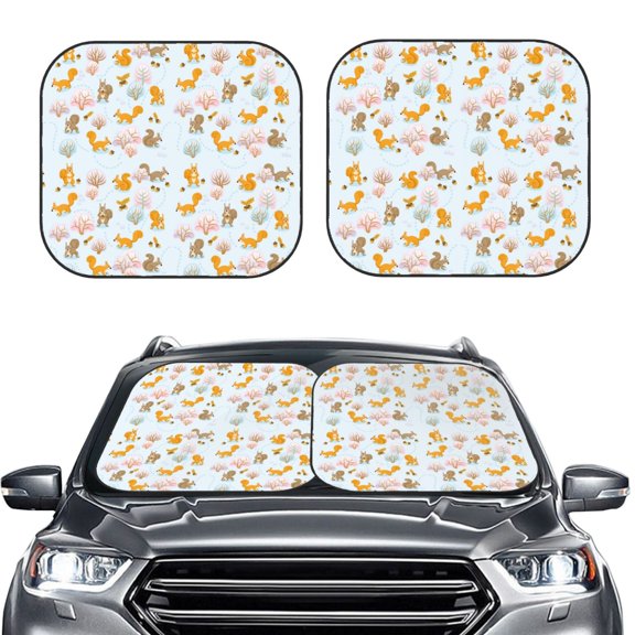 Picia Squirrel In The Forest 2 Piece Car Windshield Sun Shade Foldable | Foldable Sun Shield for Front Window Blocks UV Rays and Keeps Your Vehicle Cool-Medium