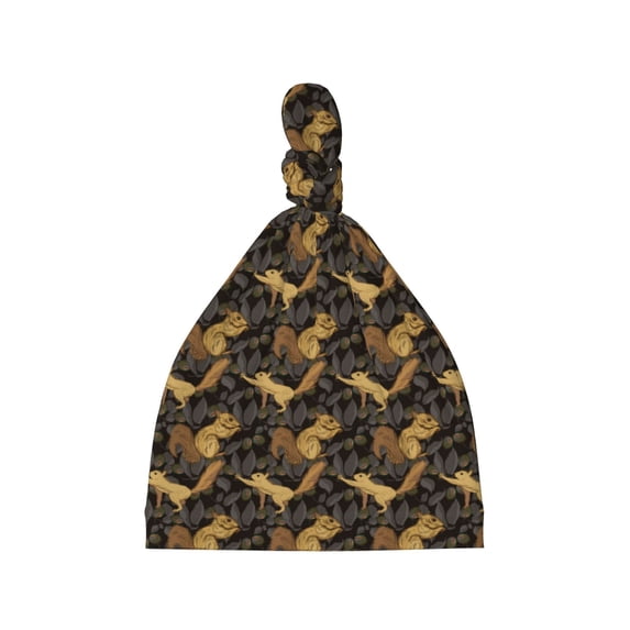 Picia Squirrel Gathering Nuts Printed Preemie Hats for Baby Girls Cotton Premature Knot Hats Newborn Hospital Cap Warm Knot Beanie Nicu for Preemie Girls and Boys