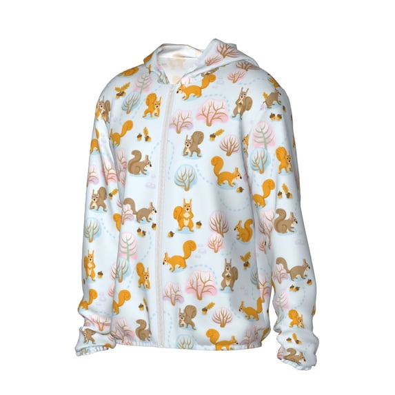Picia Squirrel In The Forest Women's Men's UPF 50+ Sun Protection Hoodie Shirt Long Sleeve SPF Fishing Outdoor UV Hiking Lightweight Shirts-Medium