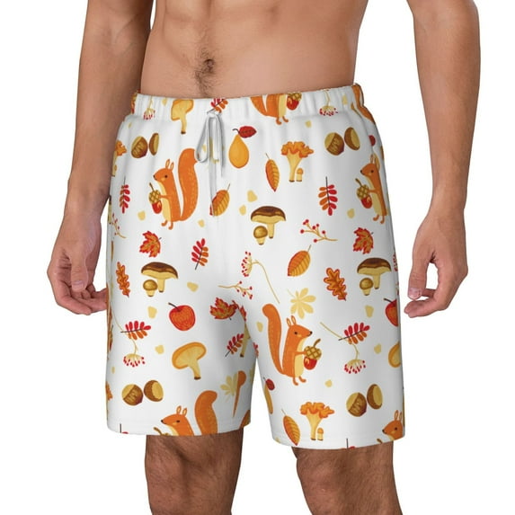 Picia Squirrel InThe Forest3 pattern Mens Swim Trunks with Compression Liner Stretch Beach Shorts Quick Dry with Zipper Pockets No-Chafing Board Shorts-3X-Large