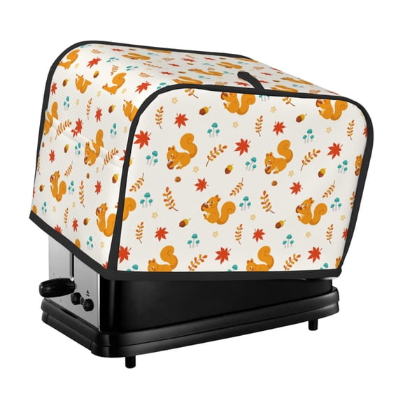 Picia Squirrel Maple Leaves And Nuts Print 2 Slice Toaster Cover , Toaster Protector Dustproof Kitchen Appliance Cover, Kitchen Appliance Dustproof Protector