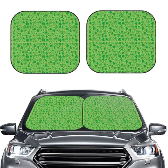 Picia St Patrick's Day 2 Piece Car Windshield Sun Shade Foldable | Foldable Sun Shield for Front Window Blocks UV Rays and Keeps Your Vehicle Cool-Large