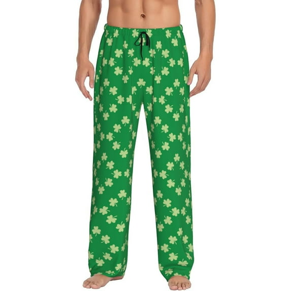 Picia St Patrick's Day Pattern Mens Soft Woven Cotton Elastic Waistband Sleep Pajama Pant Lounge Sleep Pant With Pockets And Drawstring-Medium