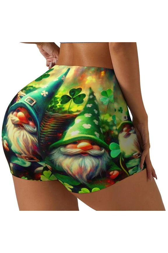 St. Patrick's Day USA Flag Printed Workout Shorts for Women Seamless Scrunch Butt Lifting High Waisted Yoga Gym Booty Running Moisture-wicking Short Pants-Large