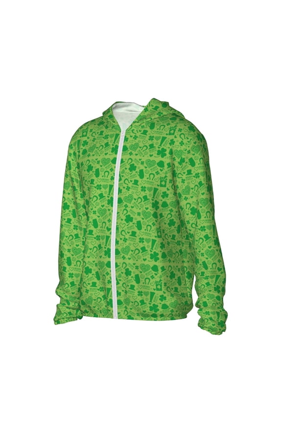 St Patrick's Day Women's Men's UPF 50+ Sun Protection Hoodie Shirt Long Sleeve SPF Fishing Outdoor UV Hiking Lightweight Shirts-Small