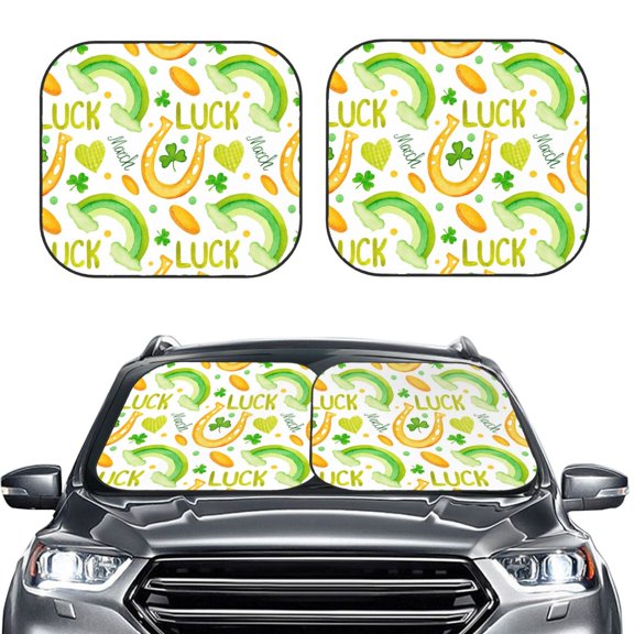 Picia St Patrick's Day1 2 Piece Car Windshield Sun Shade Foldable | Foldable Sun Shield for Front Window Blocks UV Rays and Keeps Your Vehicle Cool-Medium