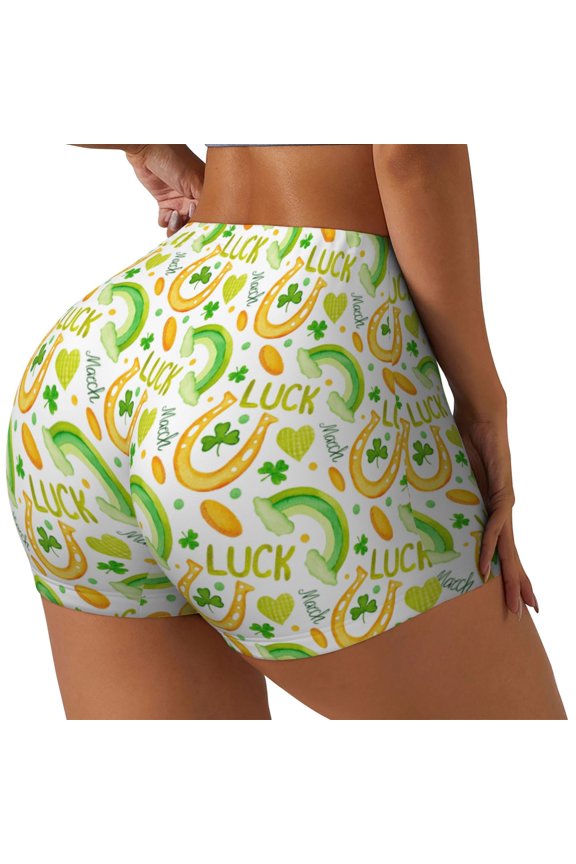 St Patrick's Day1 Printed Workout Shorts for Women Seamless Scrunch Butt Lifting High Waisted Yoga Gym Booty Running Moisture-wicking Short Pants-XX-Large
