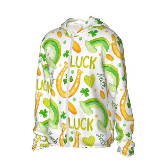 Picia St Patrick's Day1 Women's Men's UPF 50+ Sun Protection Hoodie Shirt Long Sleeve SPF Fishing Outdoor UV Hiking Lightweight Shirts-Large