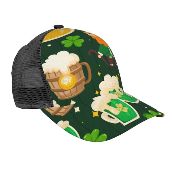 Picia St Patrick's Day10 Pattern Trucker Hat,Baseball Cap,Sun Protection Cap,Stylish Headwear,Leisure Cap,Outdoor Sports Cap