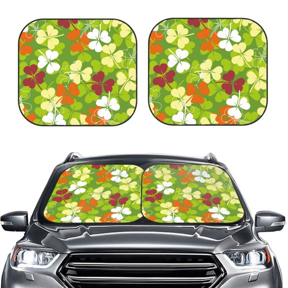 Picia St. Patrick's Day3 2 Piece Car Windshield Sun Shade Foldable | Foldable Sun Shield for Front Window Blocks UV Rays and Keeps Your Vehicle Cool-Small