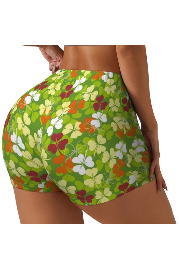 St. Patrick's Day3 Printed Workout Shorts for Women Seamless Scrunch Butt Lifting High Waisted Yoga Gym Booty Running Moisture-wicking Short Pants-X-Large