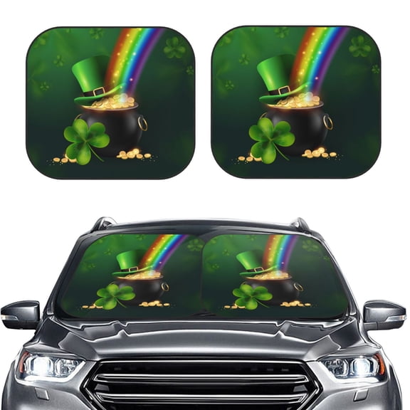 Picia St. Patrick's Day4 2 Piece Car Windshield Sun Shade Foldable | Foldable Sun Shield for Front Window Blocks UV Rays and Keeps Your Vehicle Cool-Large