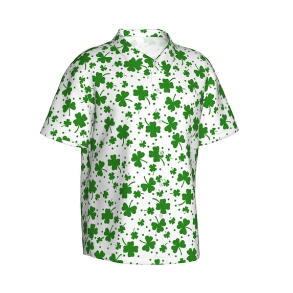 Picia St Patrick's Day4 Gentle Cotton Regular Fit Short Sleeve Casual Hawaiian Shirt for Men-Medium