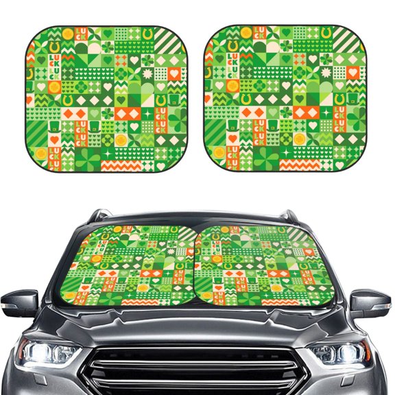 Picia St Patrick's Day6 2 Piece Car Windshield Sun Shade Foldable | Foldable Sun Shield for Front Window Blocks UV Rays and Keeps Your Vehicle Cool-Medium