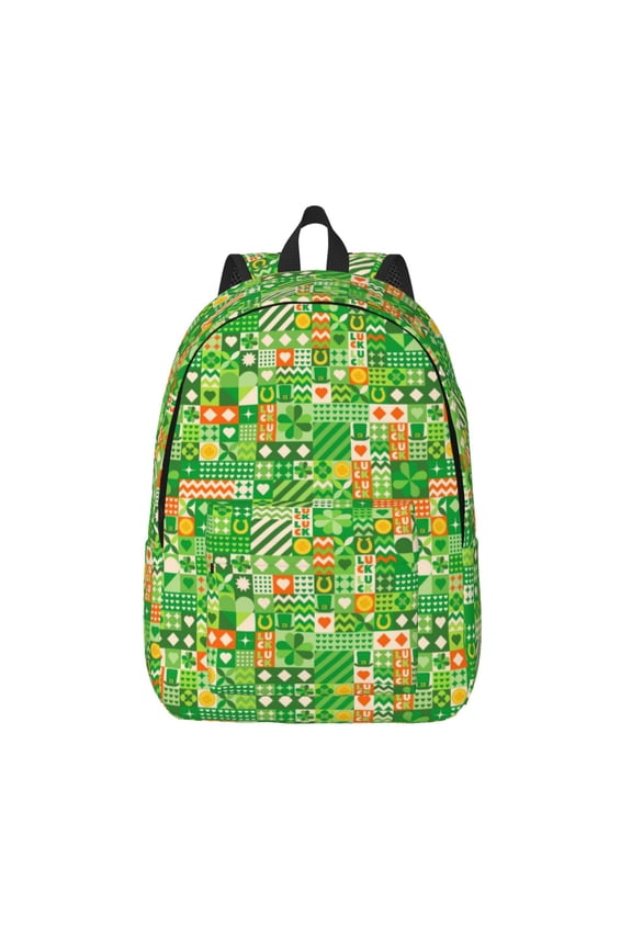 St Patrick's Day6 Printed Canvas Daypack - Stylish and Durable Vintage Compact Backpack - Class, Work, Travel, or Laptop Bookbag,Organized Compartments-Medium
