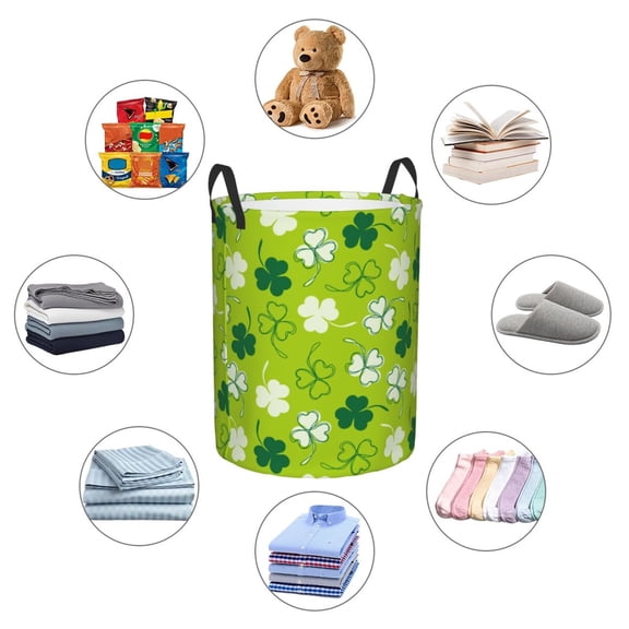 Picia St Patrick's Day7 Large Laundry Basket, Waterproof, Freestanding Laundry Hamper, Collapsible Tall Clothes Hamper with Extended Handles-