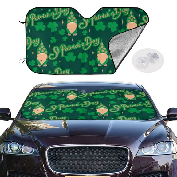 Picia St Patrick's Day9 Curved Windshield Sunshade Accordion Folding Style Auto Shade for Car Truck SUV Van Blocks UV Ray Sun Visor Protector -Small