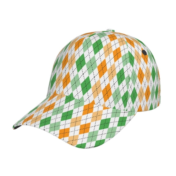 Picia St. Patrick's day argyle Pattern Trucker Low Profile Hat Men Women Baseball Cap Dad Hat Adjustable Unconstructed Plain Cap