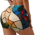thumbnail image 1 of Picia Stained Glass Cat Art Printed Workout Shorts for Women Seamless Scrunch Butt Lifting High Waisted Yoga Gym Booty Running Moisture-wicking Short Pants-Small, 1 of 9