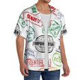 thumbnail image 1 of Picia Stamp Set Collection Men's Linen Shirts Short Sleeve Cuban Beach Shirts Casual Shirts Button Down Shirt for Men Beach Summer Wedding Shirt-Large, 1 of 7