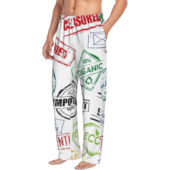Picia Stamp Set Collection Mens Soft Woven Cotton Elastic Waistband Sleep Pajama Pant Lounge Sleep Pant With Pockets And Drawstring-XX-Large