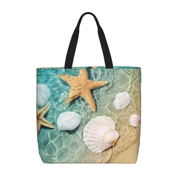 Picia Starfish And Seashell for Tote Bag for Women with Zipper, Gym Tote with Compartments, Laptop Work Tote Nurse Dance Yoga Bag for Sport, Travel
