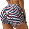 thumbnail image 1 of Picia Starfish Navy Blue Stripe Printed Workout Shorts for Women Seamless Scrunch Butt Lifting High Waisted Yoga Gym Booty Running Moisture-wicking Short Pants-Large, 1 of 9