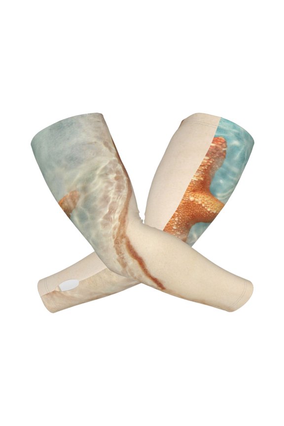 Starfish On The Sand Beach Arm Sleeves for Men and Women - Tattoo Cover Up UPF 50+ Cooling Sports Sleeve for Basketball Golf Football-One Size