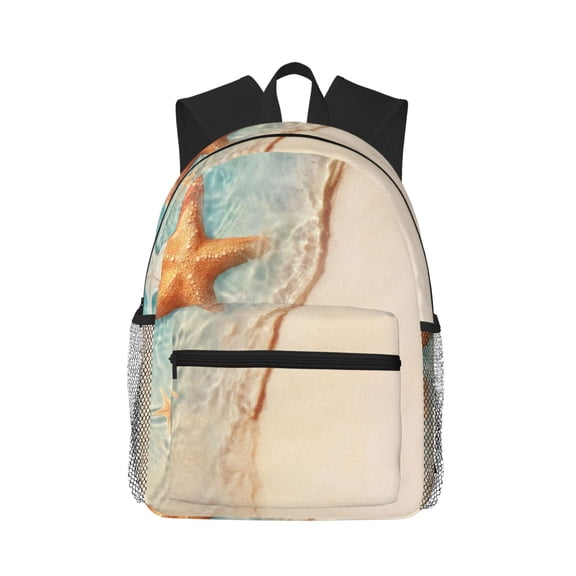 Picia Starfish On The Sand Beach Large Capacity Backpack Classic Style Backpack Casual Backpack Water-Resistant School Work Travel Outdoor Backpack