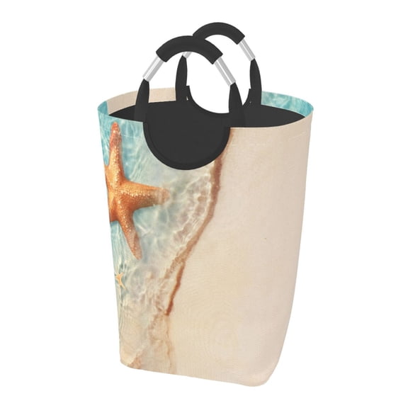 Picia Starfish On The Sand Beach Laundry Basket With Handles Laundry Hamper Toys Storage Organizer Foldable Bucket Washing Bin Dirty Clothes Bag For Home Bathroom Bedroom Dorm