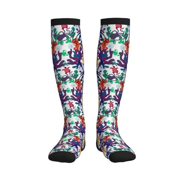 Picia Starfish And Turtle Printed Sports Compression Socks - 15-20mmHg Graduated Compression, High-Performance Soft and Breathable Socks for Men and Women